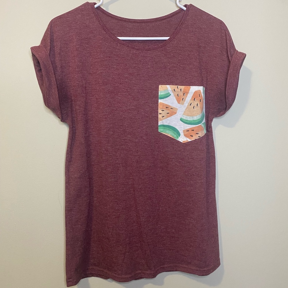 tshirt with watermelon print on pocket